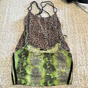 Animal print Snakeskin and leopard print strappy crop tops bundle size M